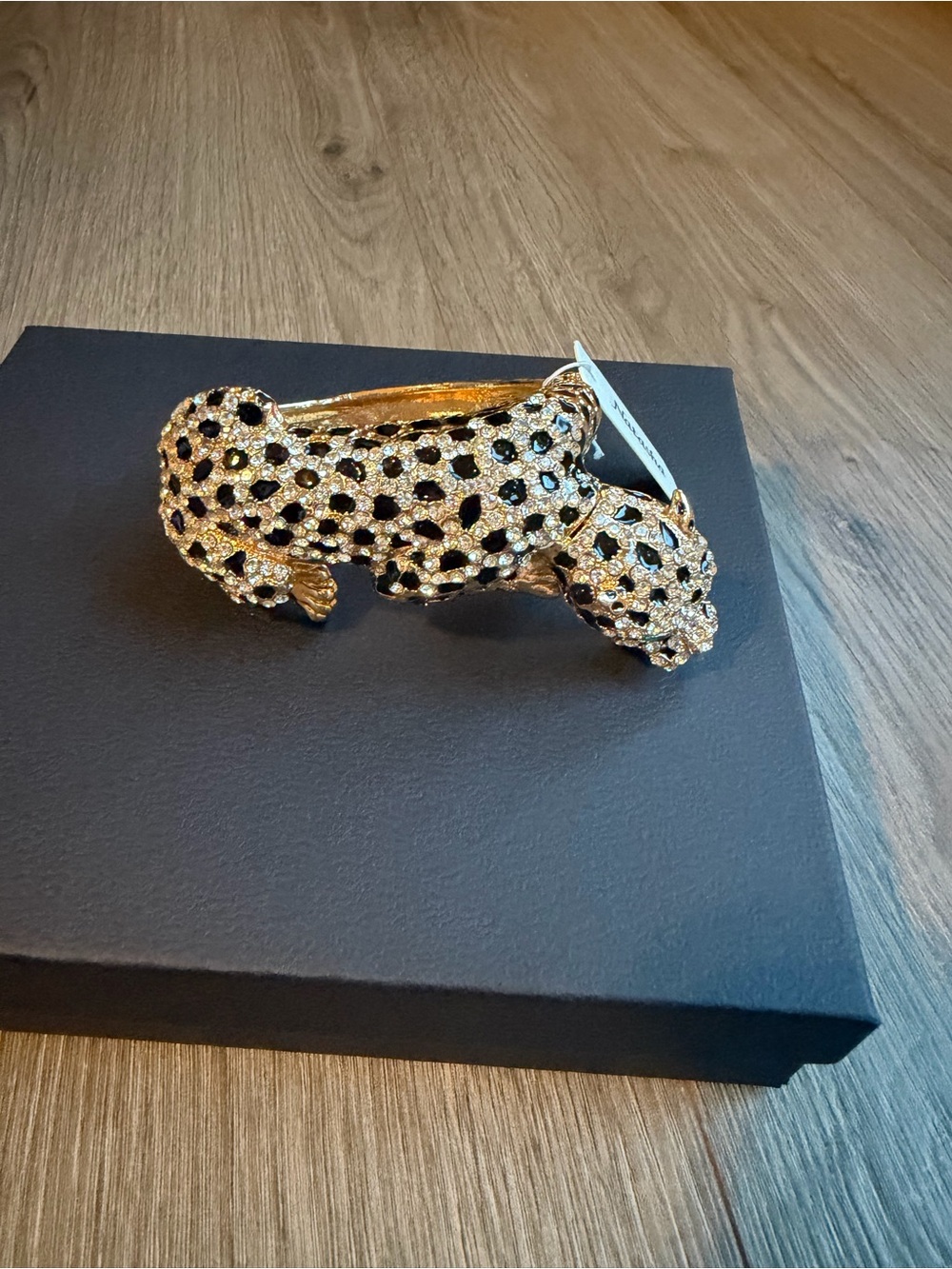 Natasha Gold Crystal Leopard Cuff Bracelet